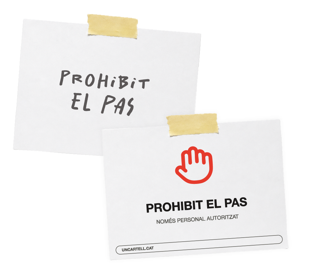 Comparativa entre un cartell improvisat i un cartell ben dissenyat en català